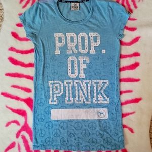 Vintage Victoria’s Secret PINK RHINESTONE GRAPHIC T-Shirt “PROP OF PINK” XS